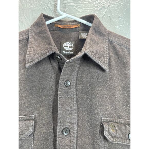 Timberland Mens Long Sleeve Brown Button Up Fleece Shirt Cabincore Size Large - Picture 3 of 5